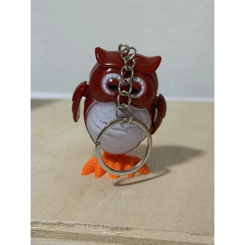 Owl Wind Up Toy Upcycled Keychain
